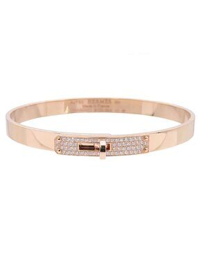 Hermes Bracelet Kelly PM Pink Gold 18k Diamond D Bangle